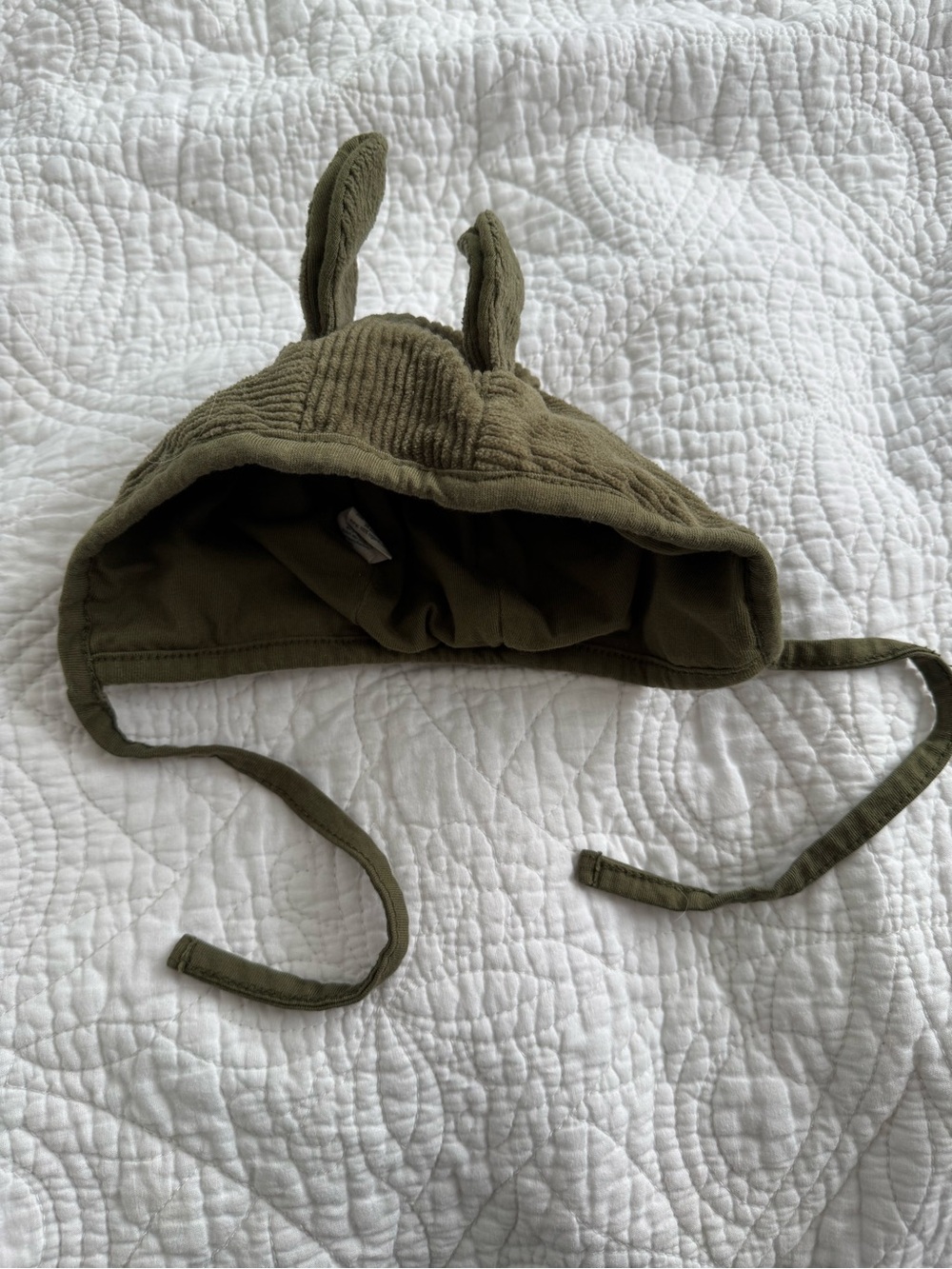 kate quinn Olive Green Bunny Ear Bonnet